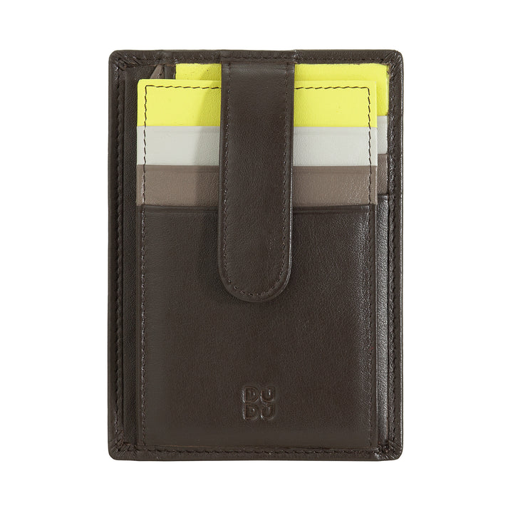 Titular de la tarjeta de crédito Dudu en cuero multicolor de los hombres delgados de los hombres delgados con 9 ranura y cierre de seguridad