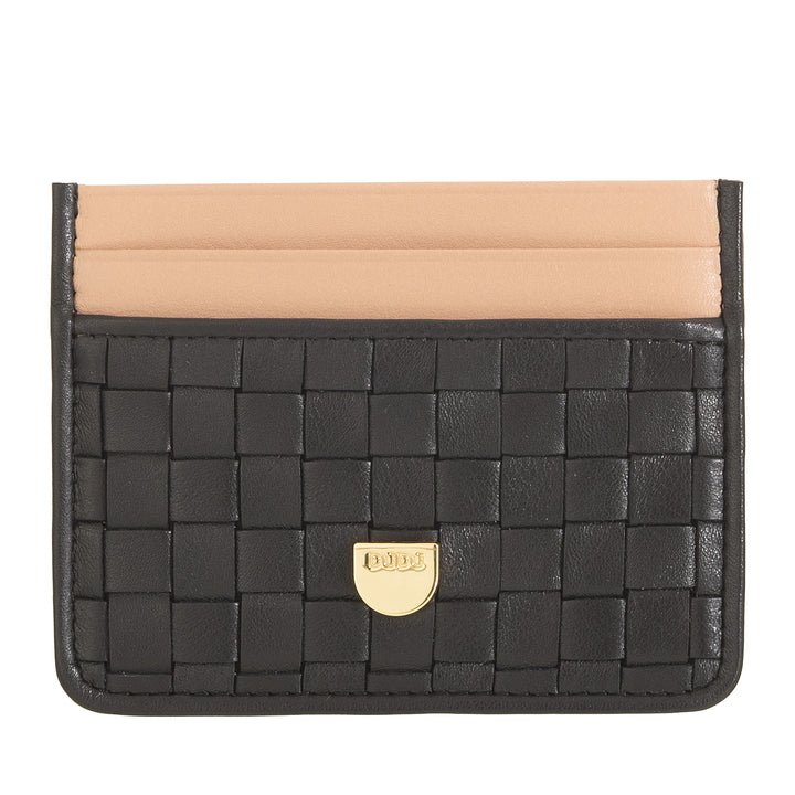 DUDU Woven Leather Card Holder for Men and Women - Slim Compact Woven Card Holder, Elegant Design, Pocket Credit Card Holder