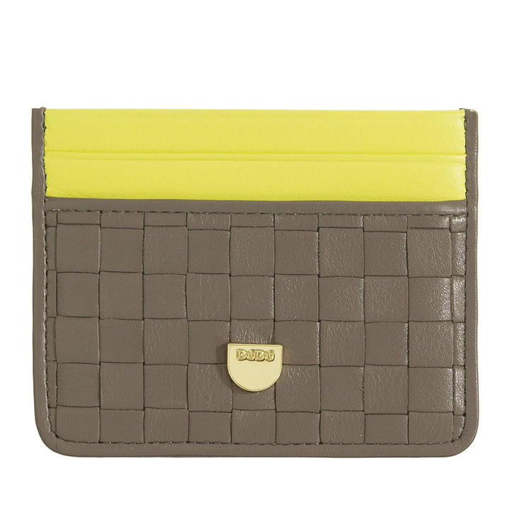 Porta-cartões de couro tecido DUDU para homens e mulheres – Porta-cartões fino e compacto, design elegante, porta-cartões de crédito de bolso