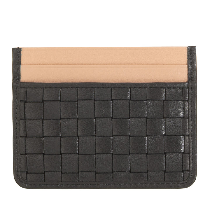DUDU Woven Leather Card Holder for Men and Women - Slim Compact Woven Card Holder, Elegant Design, Pocket Credit Card Holder