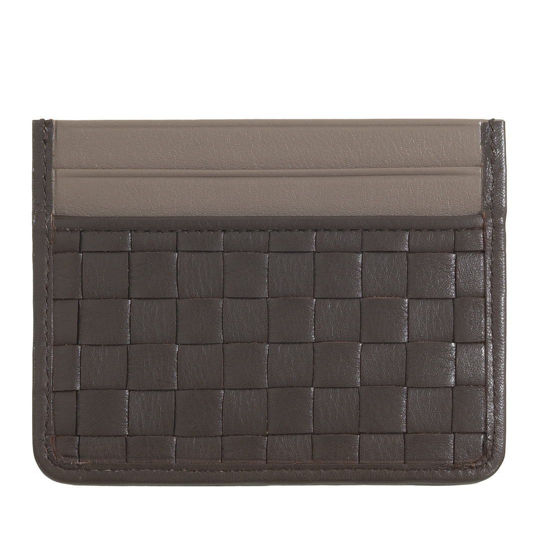 Soporte de tarjetas Dudu en Mujer de cuero tejido - Tarjeta delgada compacta compacta entrelazada, diseño elegante, soporte de tarjeta de crédito de bolsillo