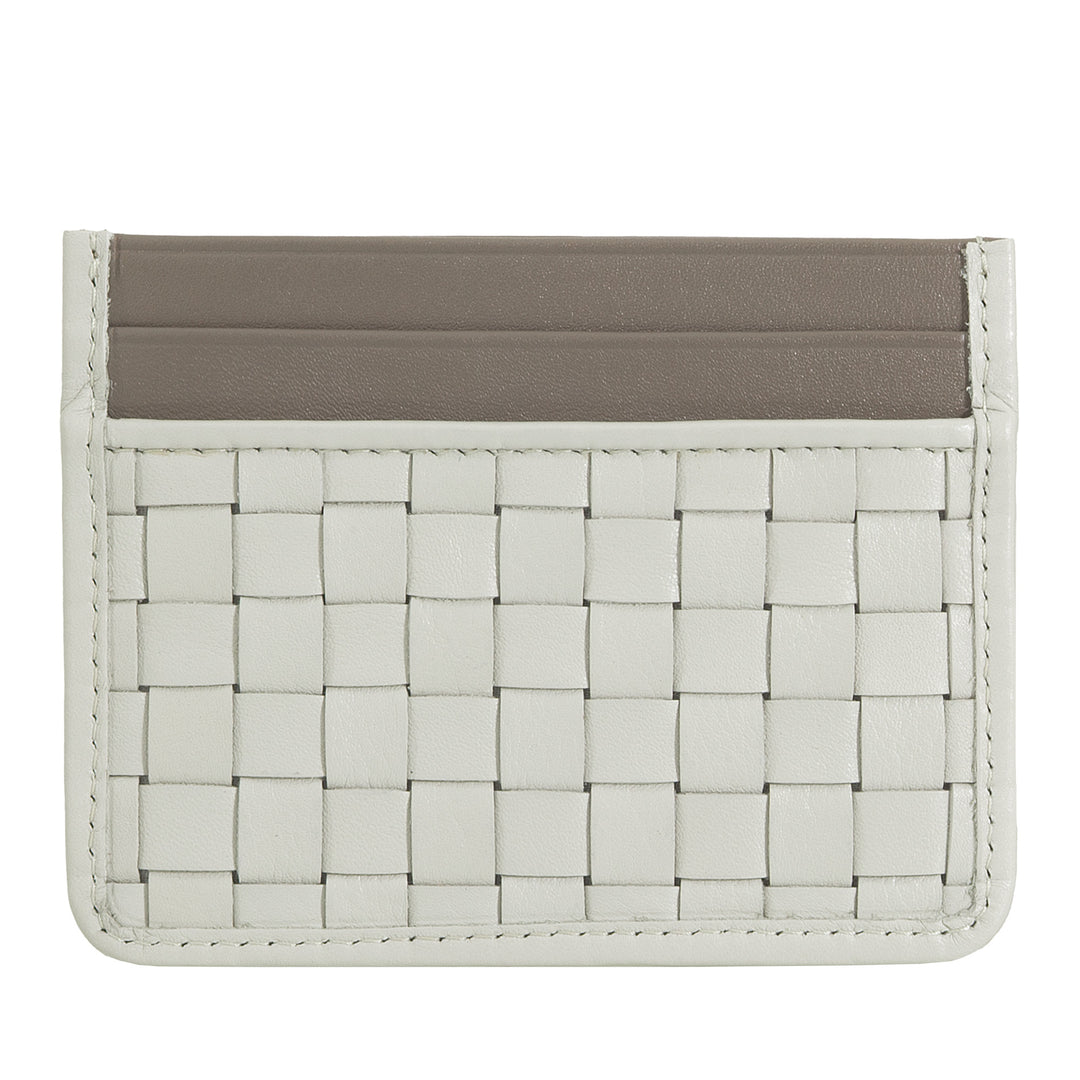 Soporte de tarjetas Dudu en Mujer de cuero tejido - Tarjeta delgada compacta compacta entrelazada, diseño elegante, soporte de tarjeta de crédito de bolsillo