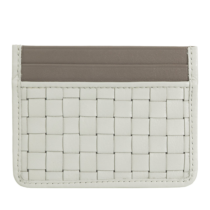 Soporte de tarjetas Dudu en Mujer de cuero tejido - Tarjeta delgada compacta compacta entrelazada, diseño elegante, soporte de tarjeta de crédito de bolsillo