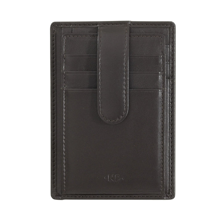 Porte-cartes de crédit ultra-fin pour hommes Nuvola Pelle Slim en cuir Nappa avec fermeture à bouton