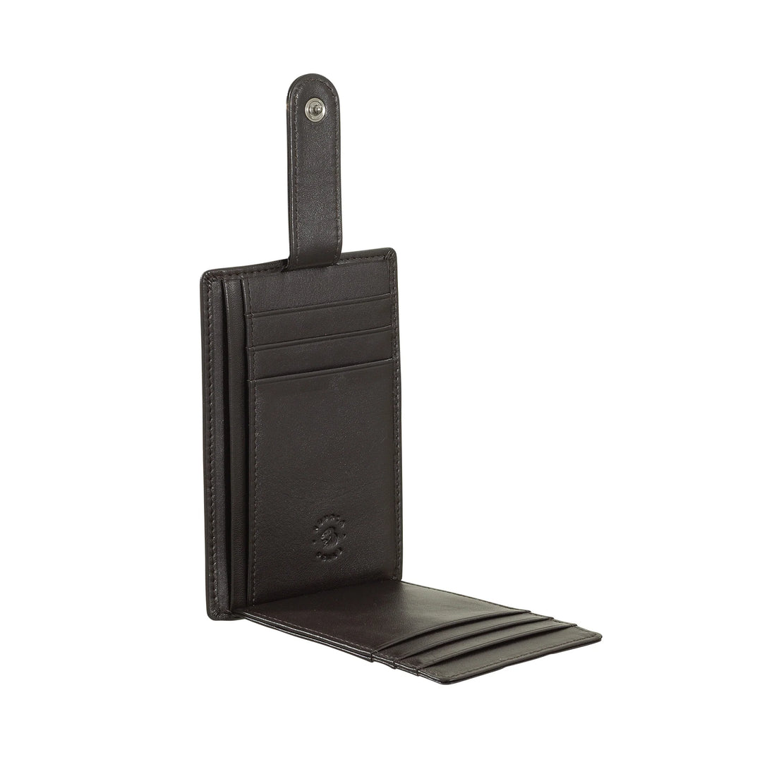 Porte-cartes de crédit ultra-fin pour hommes Nuvola Pelle Slim en cuir Nappa avec fermeture à bouton