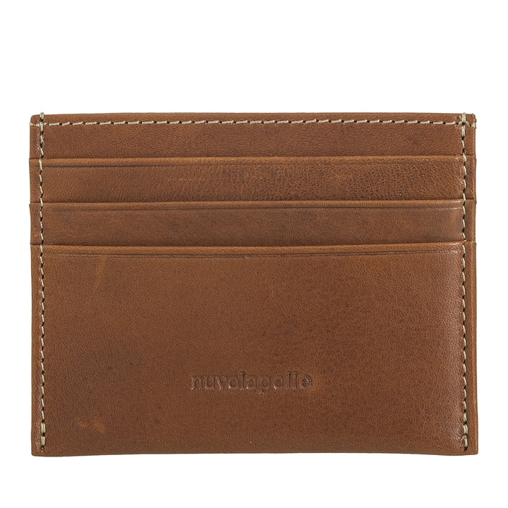 Small leather leather cloud leather holder - slim man holder men men thinly pocket -sized with pockets for cards business cards with compact design