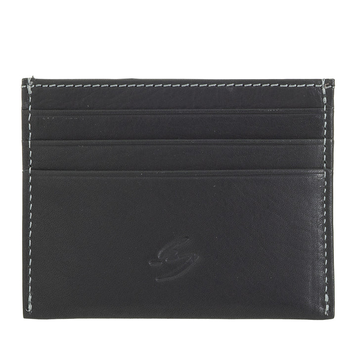 Small leather leather cloud leather holder - slim man holder men men thinly pocket -sized with pockets for cards business cards with compact design