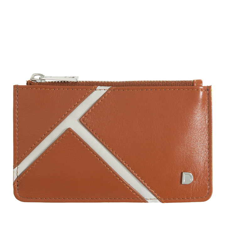 Cartes Dudu en cuir réel avec fermeture éclair - mince, porte-porte, porte de cartes - conception inspirée du tennis, lignes contrastées, compacte et unisexe