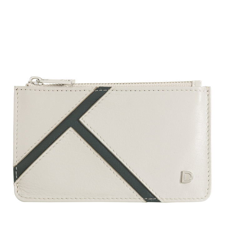 Cartes Dudu en cuir réel avec fermeture éclair - mince, porte-porte, porte de cartes - conception inspirée du tennis, lignes contrastées, compacte et unisexe