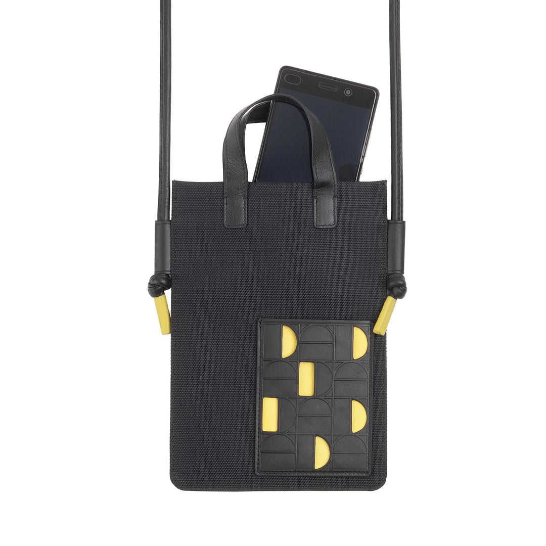 Soporte de teléfono celular Dudu en el hombro de cuero y tela: bolso para hombres pequeños con correa de hombro ajustable, ligera y moderna para teléfonos inteligentes y accesorios