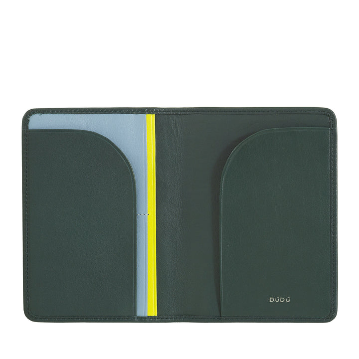 Capa porta-passaporte de couro para viagem DUDU com proteção RFID e porta-cartão de crédito