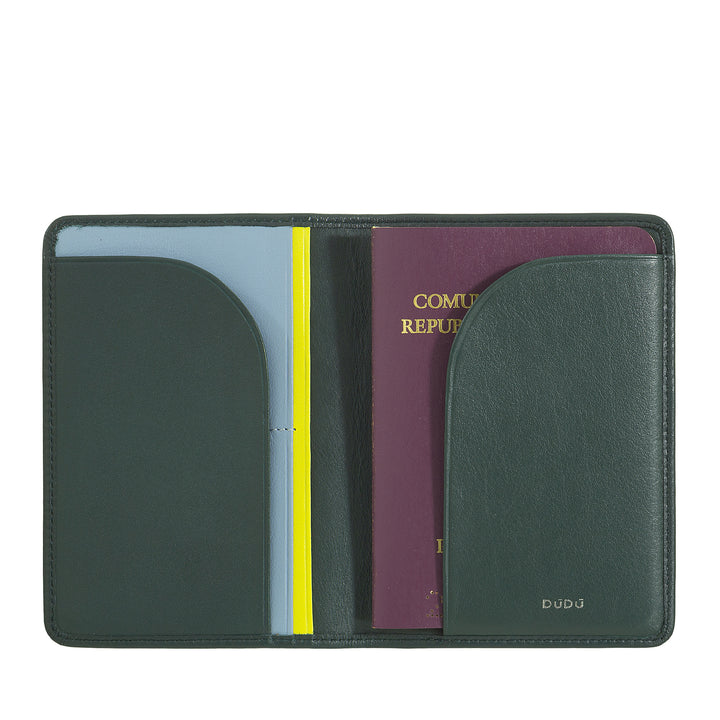 Capa porta-passaporte de couro para viagem DUDU com proteção RFID e porta-cartão de crédito