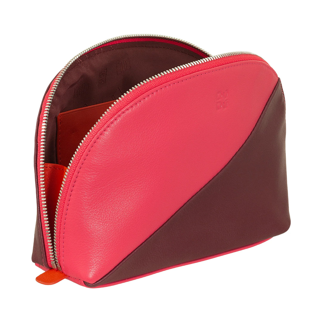DUDU Pochette pentru machiaj din piele pentru călătorie, cu fermoar multicolor