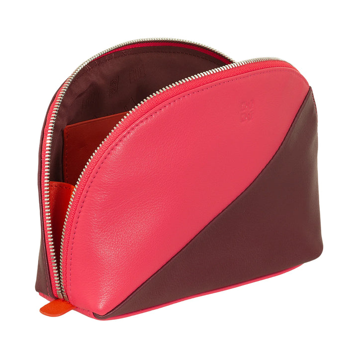 DUDU Pochette pentru machiaj din piele pentru călătorie, cu fermoar multicolor
