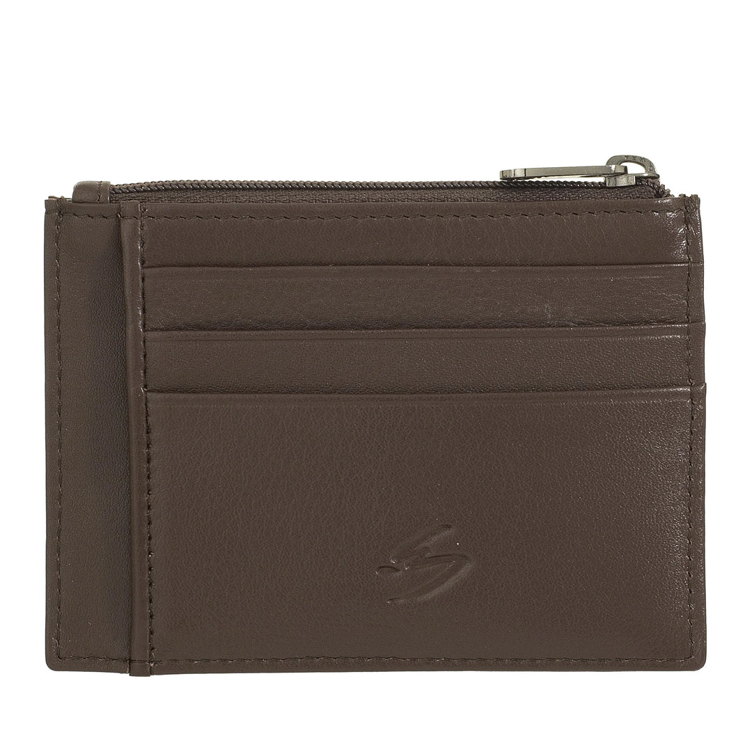 Θήκη πιστωτικής κάρτας Nuvola Pelle Sleeve Wallet Pocket σε Δερμάτινο - Λεπτό ανδρικό τσαντάκι νομισμάτων με φερμουάρ