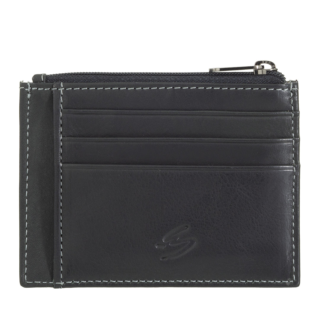 Nuvola leather leather leather leather man - woman - thin slim card with compartments and zip hinge pocket - elegant and compact