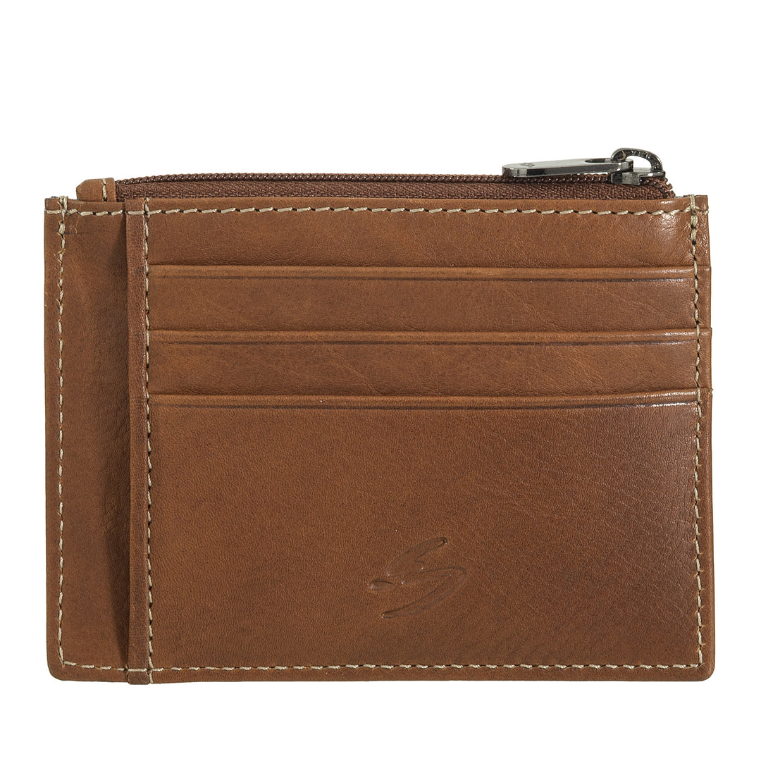 Nuvola leather leather leather leather man - woman - thin slim card with compartments and zip hinge pocket - elegant and compact