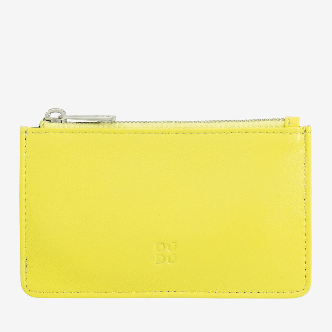 DUDU Porte-cartes de crédit en cuir pour hommes et femmes, petit portefeuille fin, 4 porte-cartes, avec fermeture à glissière