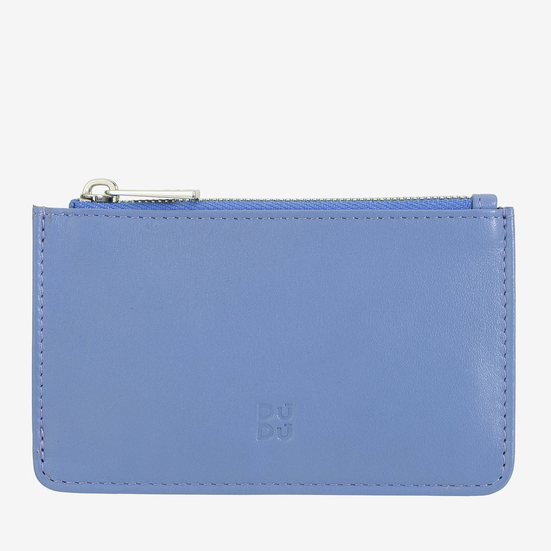 DUDU Porte-cartes de crédit en cuir pour hommes et femmes, petit portefeuille fin, 4 porte-cartes, avec fermeture à glissière