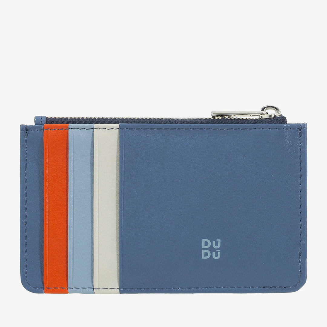 DUDU Porte-cartes de crédit en cuir pour hommes et femmes, petit portefeuille après-ski fin, 4 porte-cartes, porte-monnaie zippé