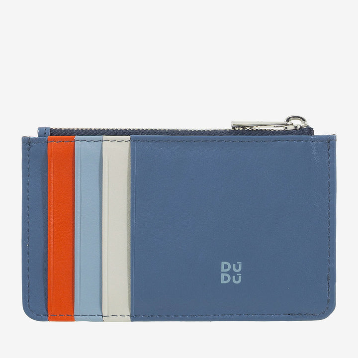 DUDU Porte-cartes de crédit en cuir pour hommes et femmes, petit portefeuille après-ski fin, 4 porte-cartes, porte-monnaie zippé