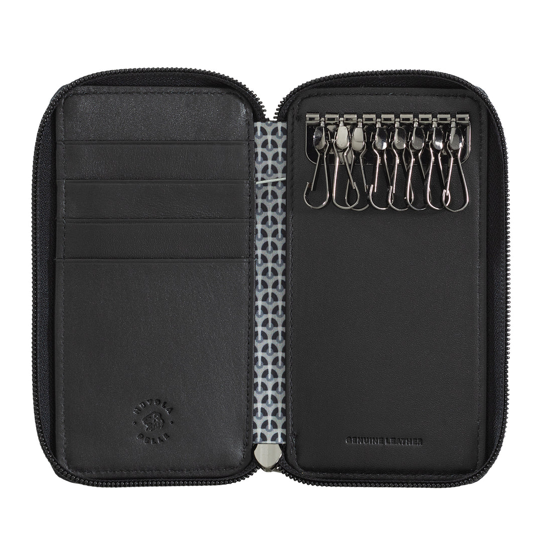 Nuvola Leather Keychain Man Man Whook in Leather Hinges 4つのクレジットカードカードとジップを添えて革張りのヒンジを付けて