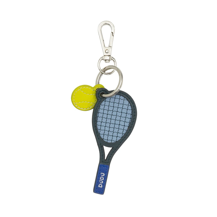 DUDU Chaveiro Raquete de Tênis em Couro com Mosquetão – Charm Chaveiro Esportivo de Tênis para Chaves, Bolsa ou Mochila