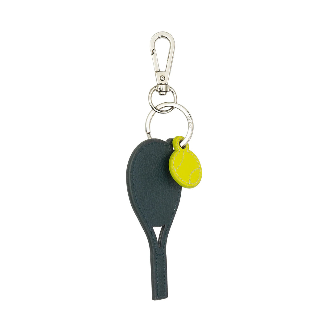 DUDU Chaveiro Raquete de Tênis em Couro com Mosquetão – Charm Chaveiro Esportivo de Tênis para Chaves, Bolsa ou Mochila