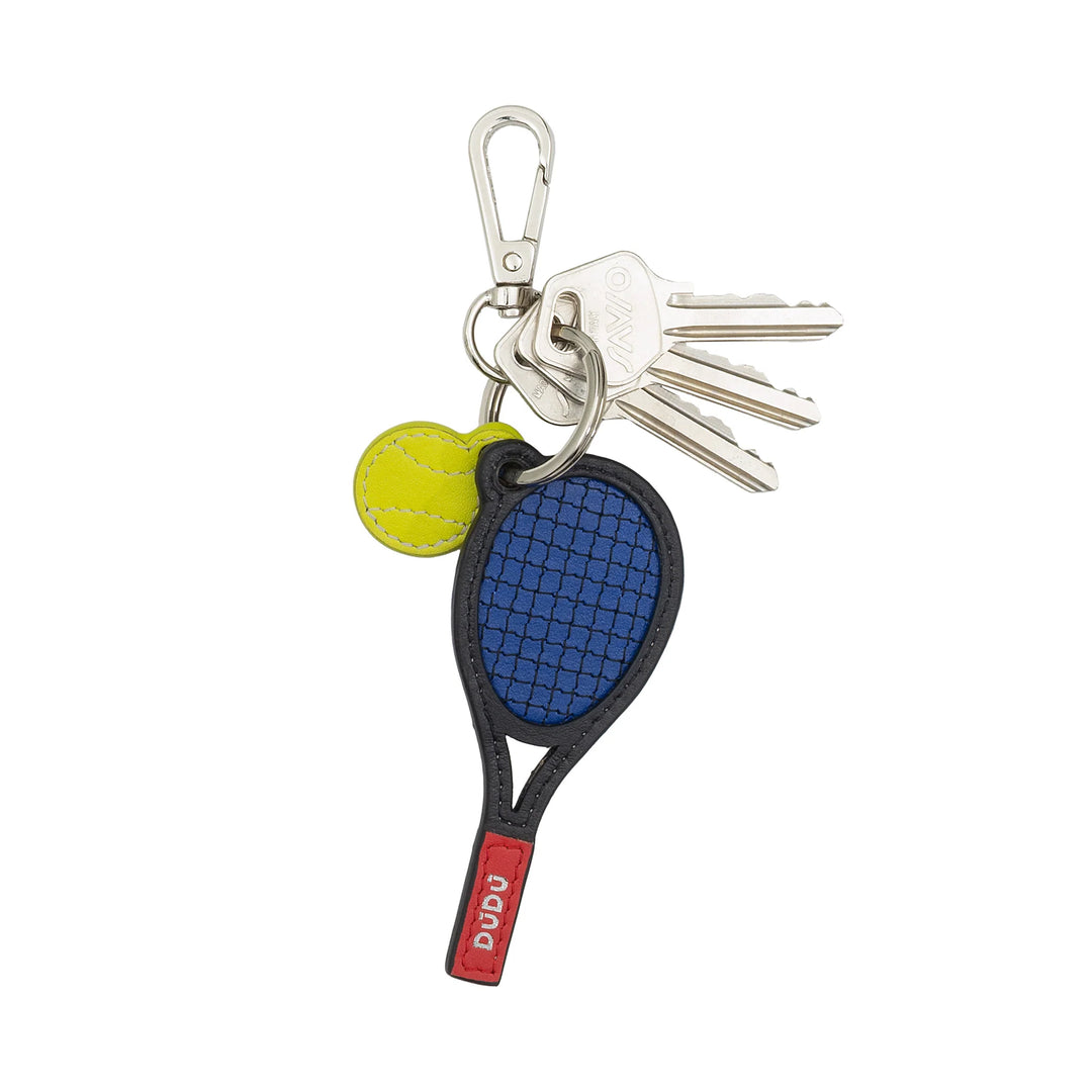 Breloc pentru rachete de tenis din piele DUDU cu carabinier - Breloc pentru chei, geanta sau rucsac