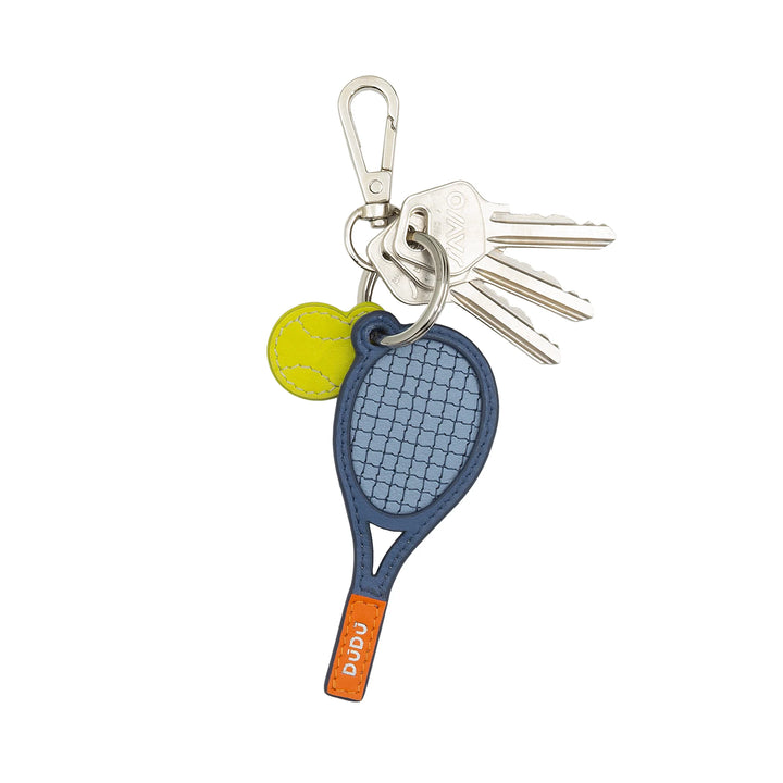 DUDU läder tennisracket nyckelring med karbinhake - Tennis Sports nyckelring Berlock för nycklar, väska eller ryggsäck