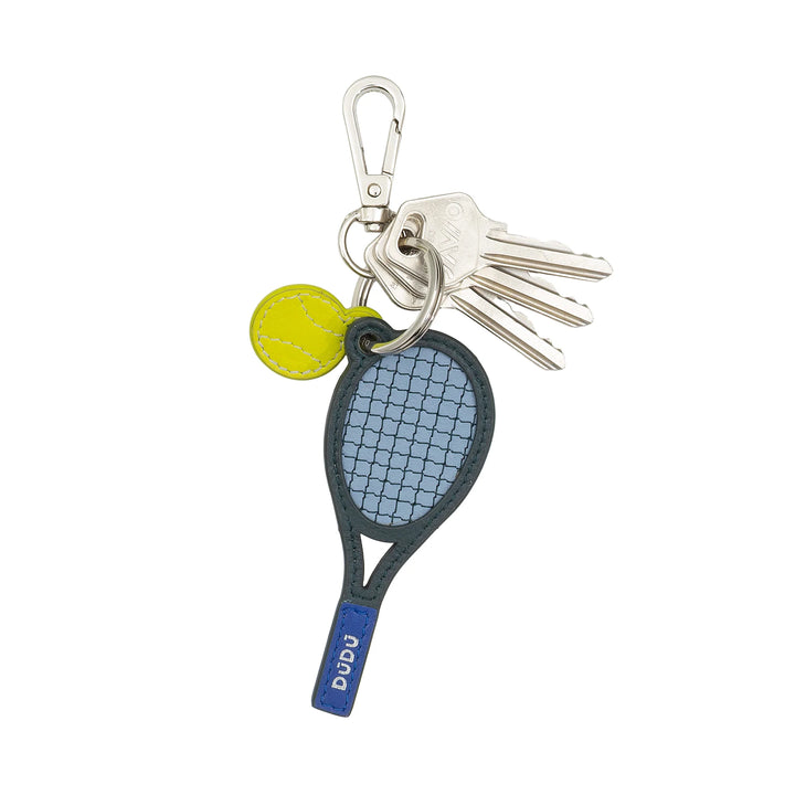 DUDU Chaveiro Raquete de Tênis em Couro com Mosquetão – Charm Chaveiro Esportivo de Tênis para Chaves, Bolsa ou Mochila