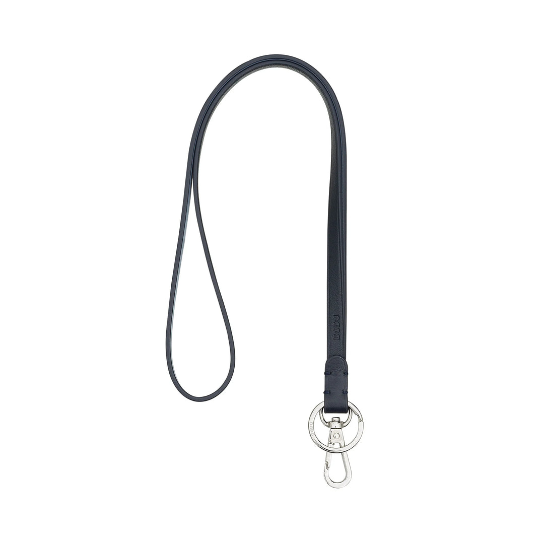 DUDU halsband med ring och metallkarbin i äkta läder, nyckelband för nycklar, märkeshållare, bil, nyckelring