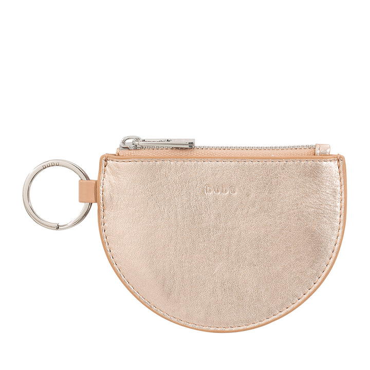 DUDU mini leather holder for women with zip zip zipper and two -color slim design keychain