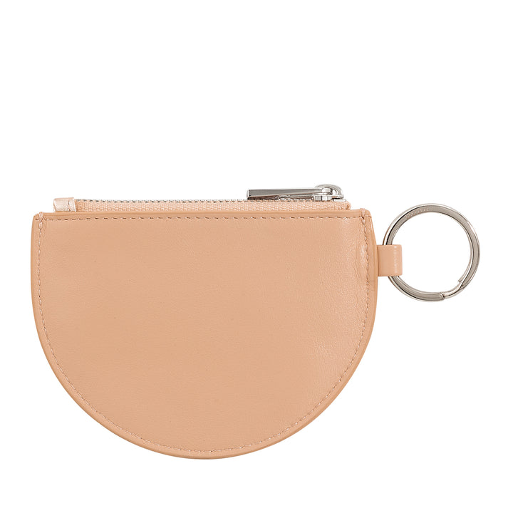 DUDU mini leather holder for women with zip zip zipper and two -color slim design keychain