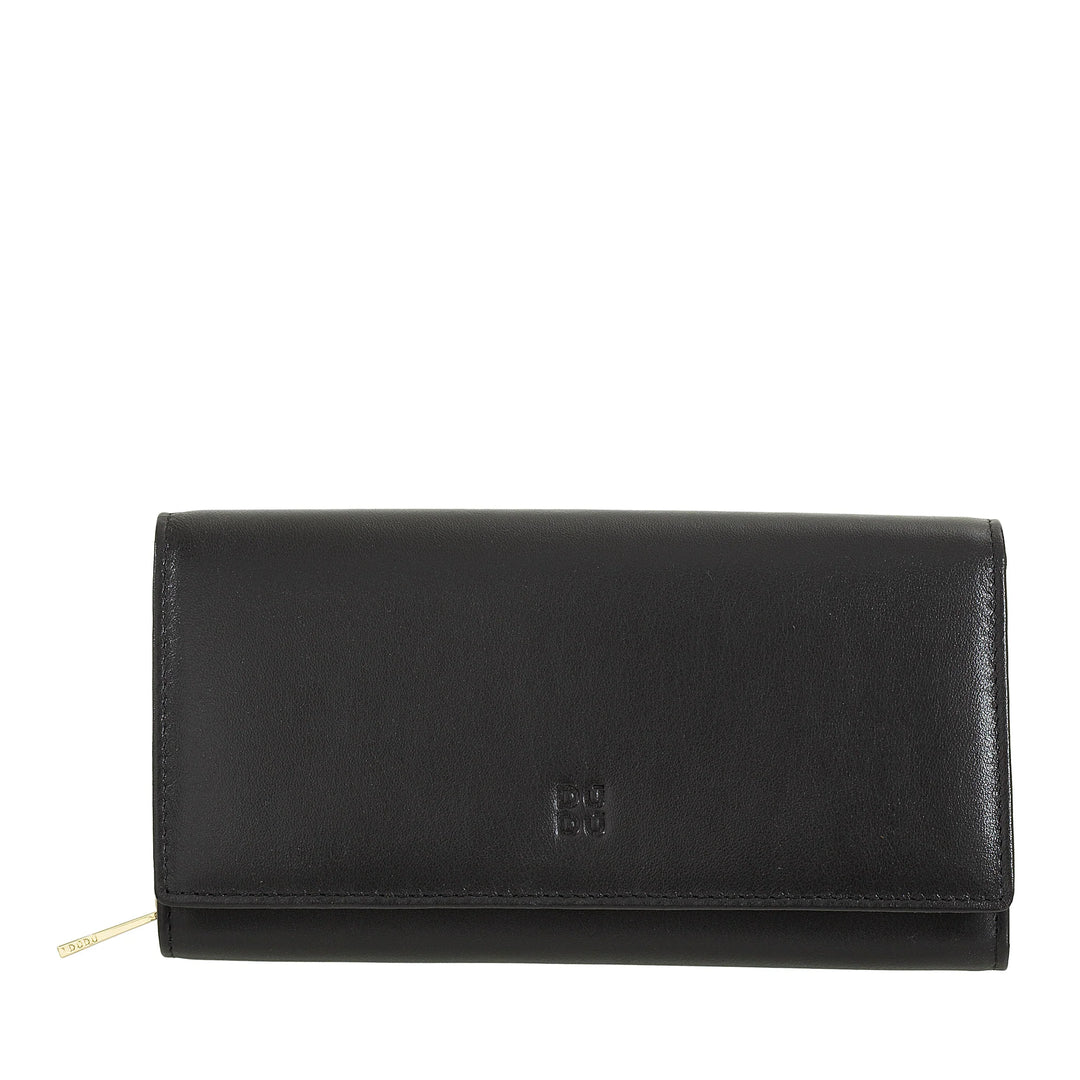 DUDU Cartera Mujer de Piel RFID Diseño Colorido Largo con Monedero Cremallera 18 Tarjeteros y Cierre con Botón