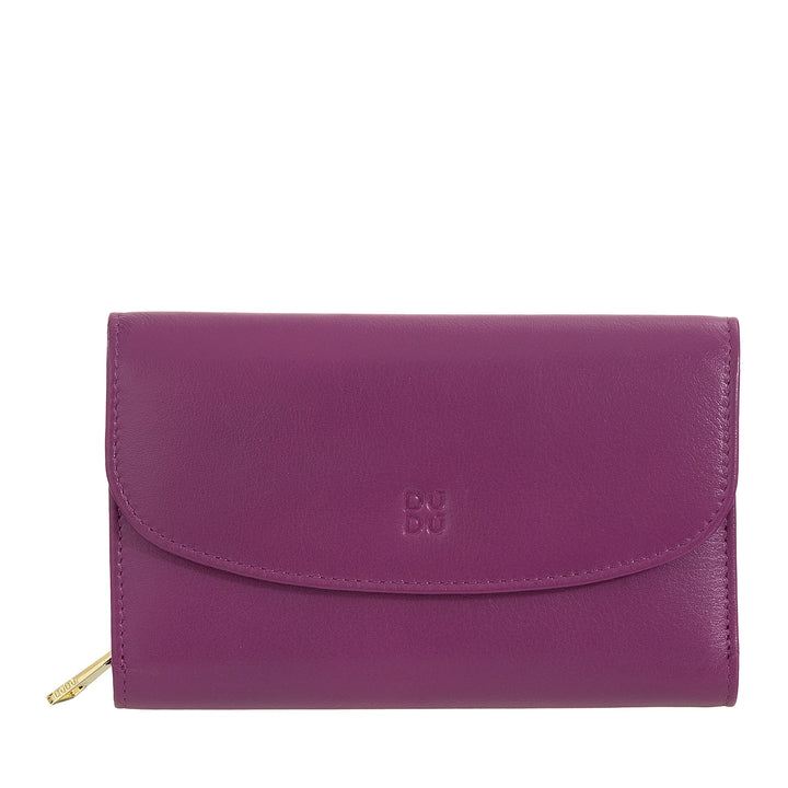 DUDU Cartera de Mujer en Piel Suave de Color, Monedero con Monedero con Cremallera, 12 Tarjeteros, Multicolor
