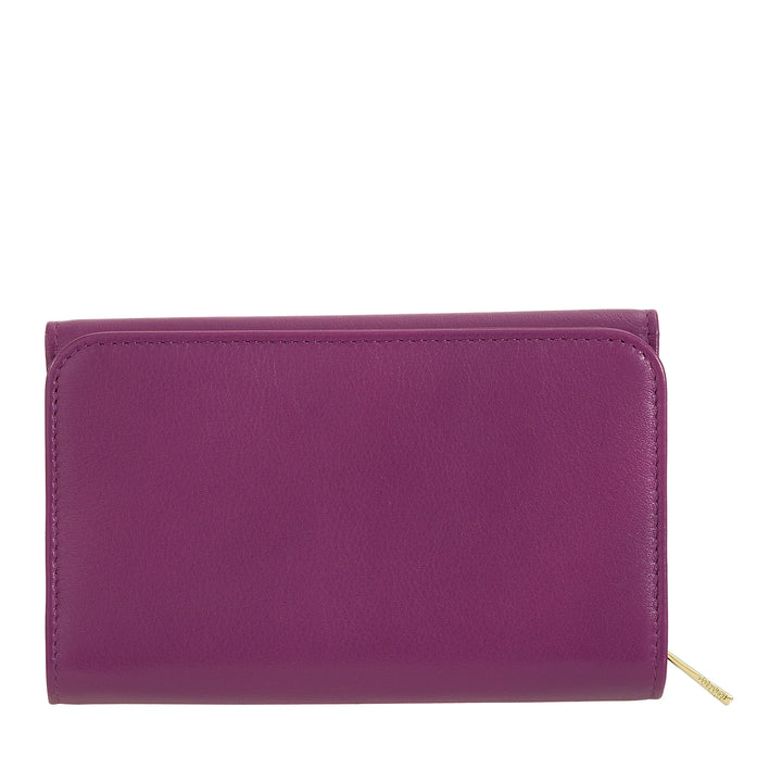 DUDU Cartera de Mujer en Piel Suave de Color, Monedero con Monedero con Cremallera, 12 Tarjeteros, Multicolor