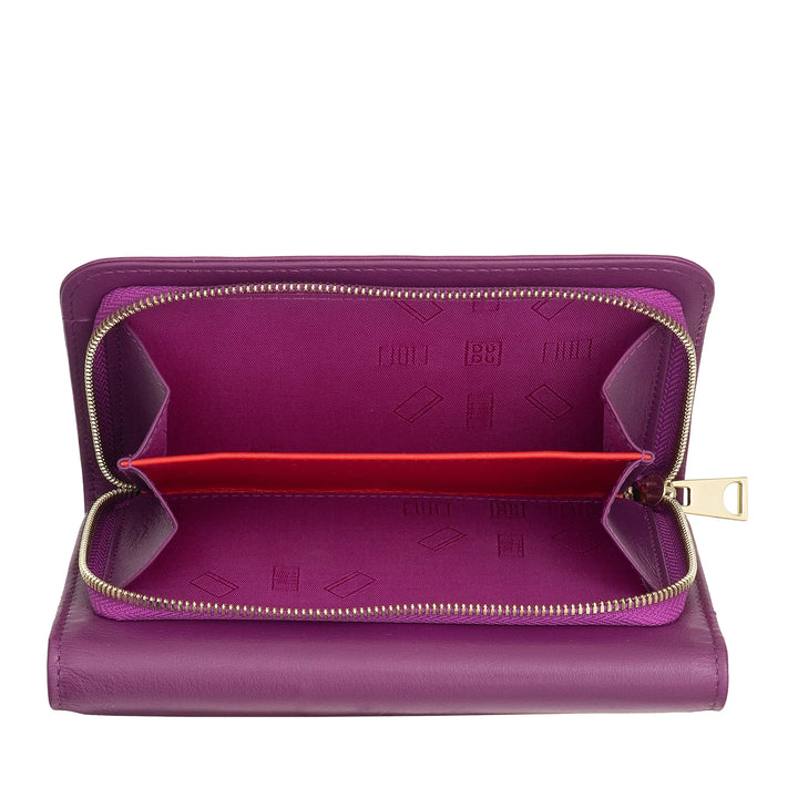 DUDU Cartera de Mujer en Piel Suave de Color, Monedero con Monedero con Cremallera, 12 Tarjeteros, Multicolor