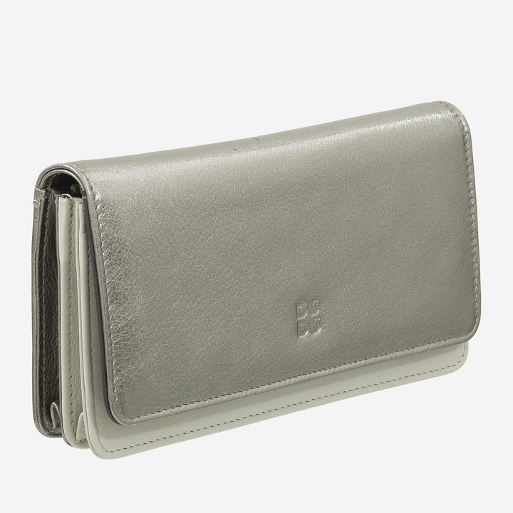 DUDU Große Damenbrieftasche aus mehrfarbigem, weichem Leder mit RFID-Beutel