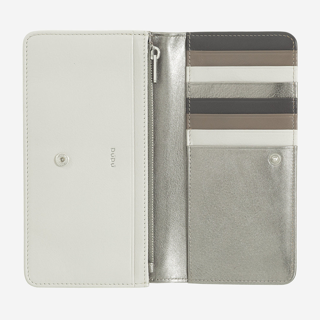 DUDU Große Damenbrieftasche aus mehrfarbigem, weichem Leder mit RFID-Beutel