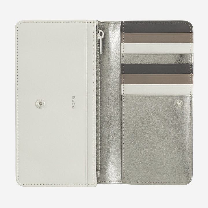 DUDU Große Damenbrieftasche aus mehrfarbigem, weichem Leder mit RFID-Beutel