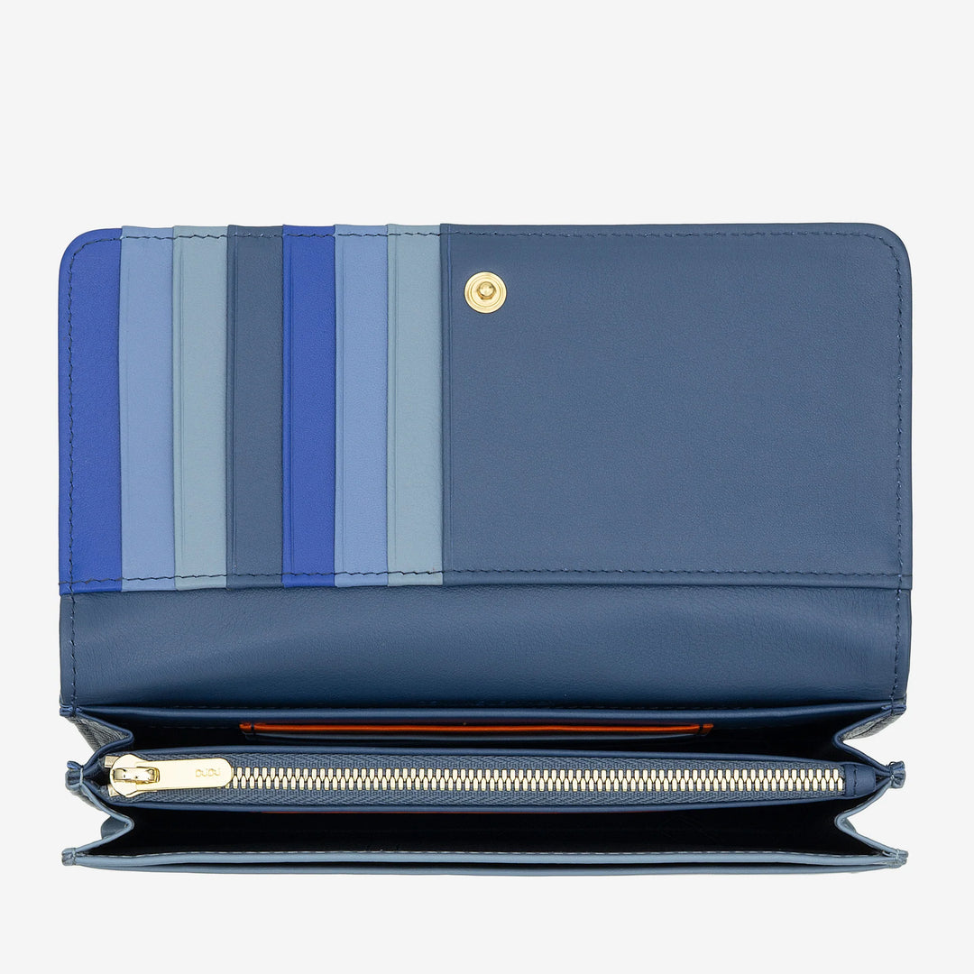 DUDU Große Damenbrieftasche aus mehrfarbigem, weichem Leder mit RFID-Beutel