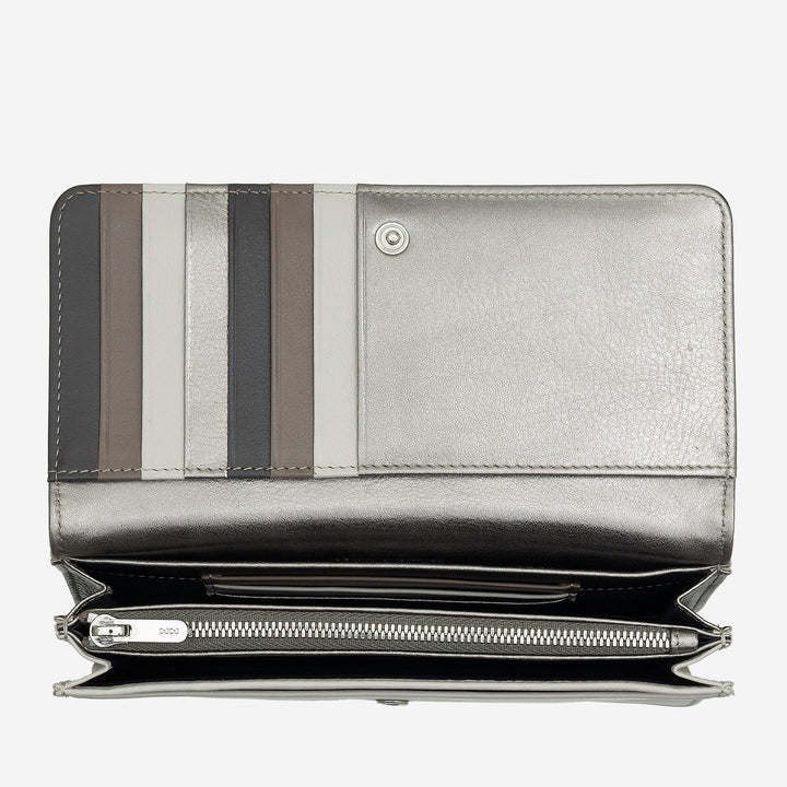 DUDU Große Damenbrieftasche aus mehrfarbigem, weichem Leder mit RFID-Beutel