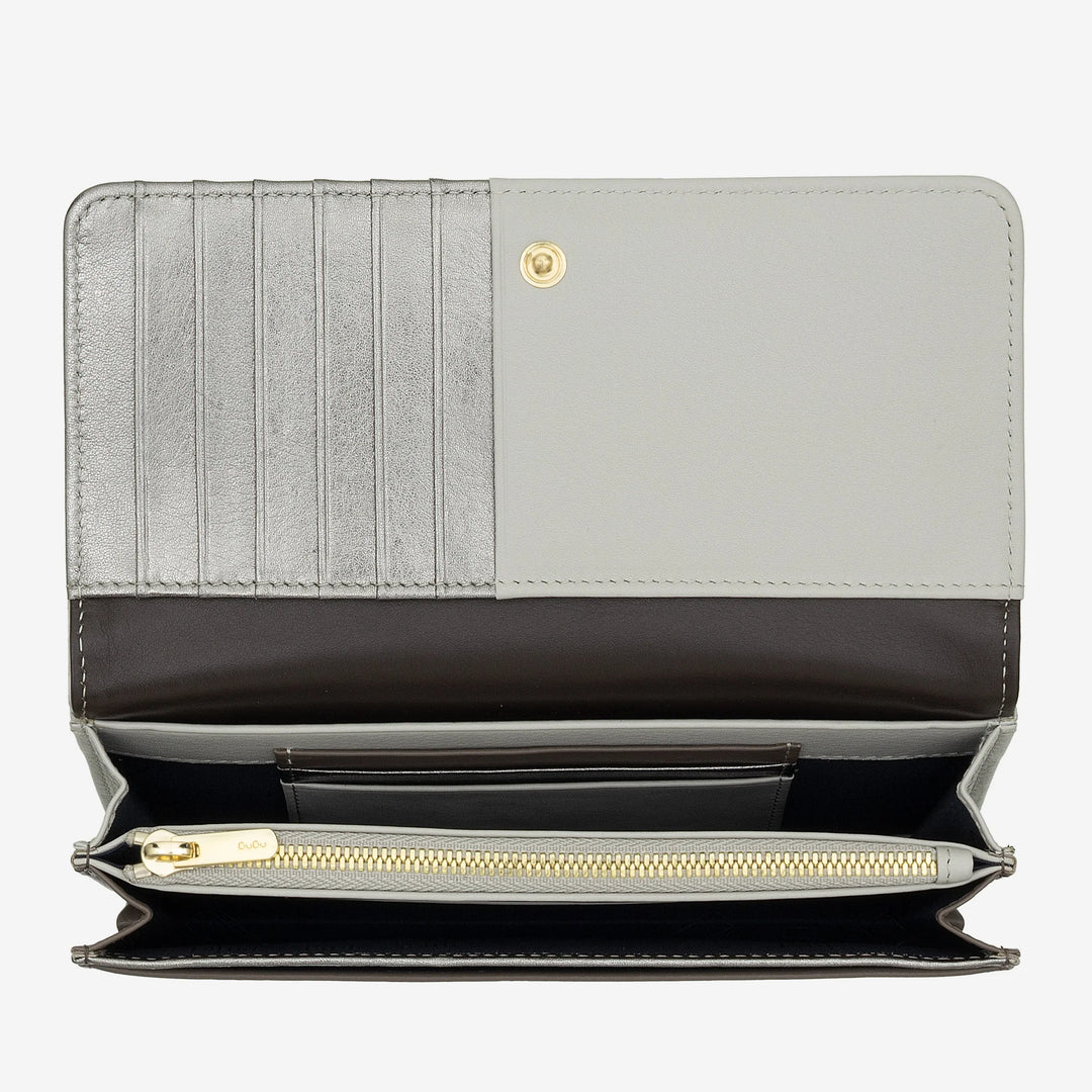 DUDU Große Damenbrieftasche aus mehrfarbigem, weichem Leder mit RFID-Beutel