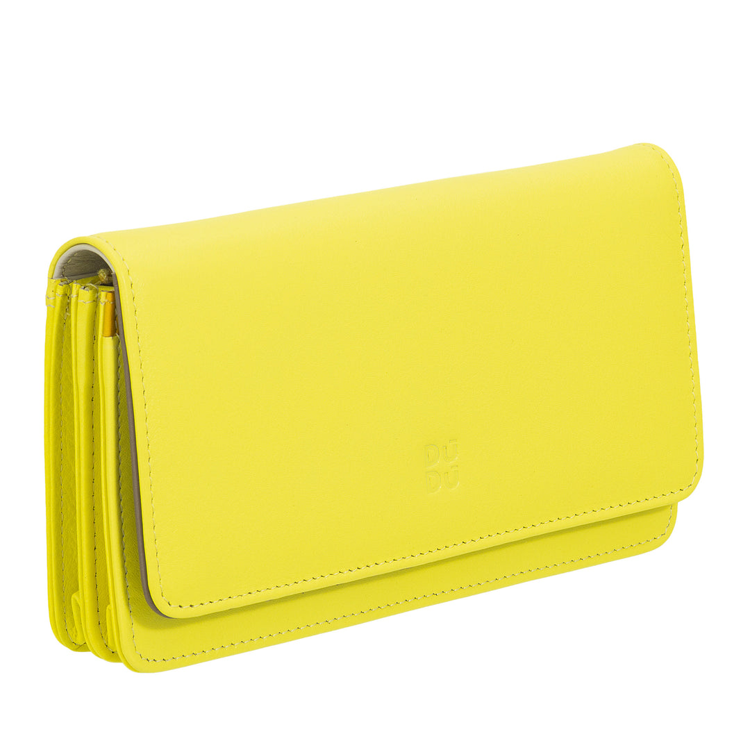 DUDU Large women's wallet in multicolored soft leather RFID sachet
