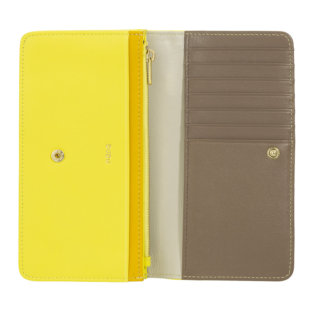 DUDU Large women's wallet in multicolored soft leather RFID sachet