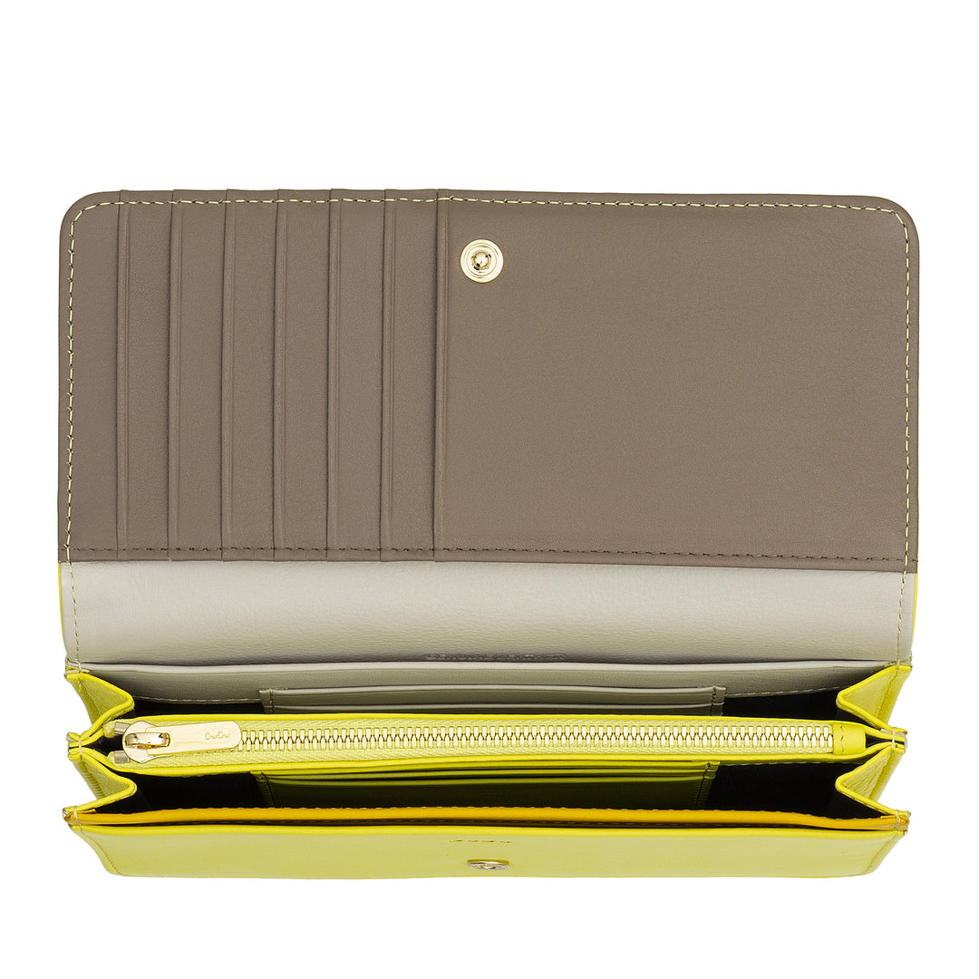 DUDU Large women's wallet in multicolored soft leather RFID sachet