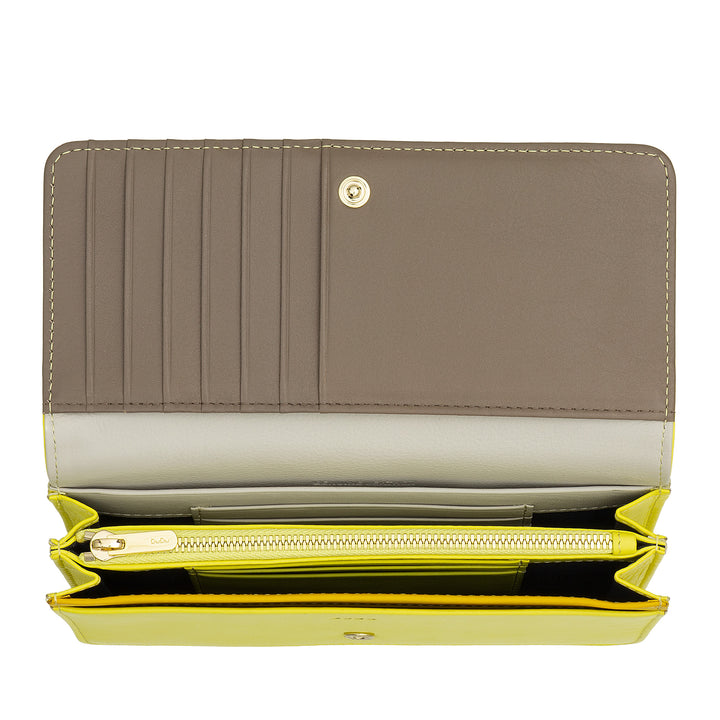 DUDU Large women's wallet in multicolored soft leather RFID sachet