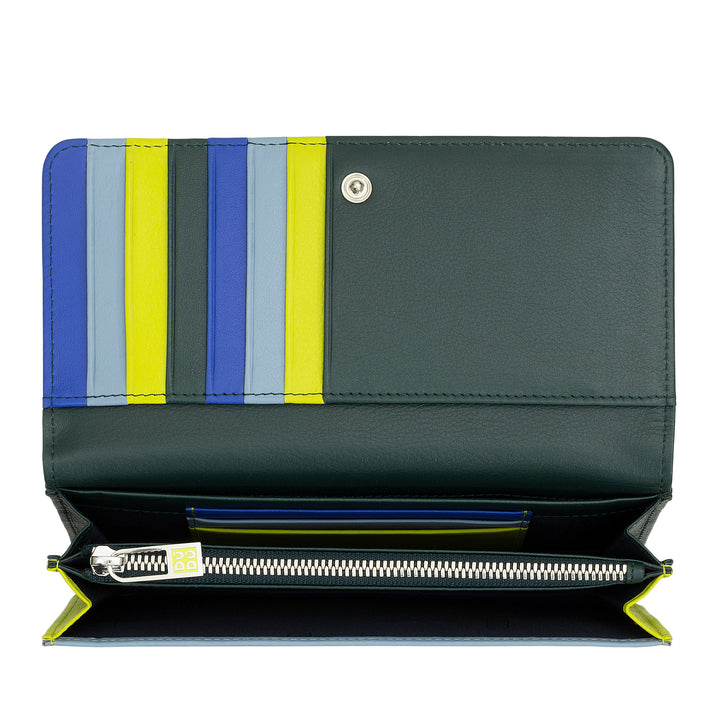 DUDU Women's Large Soft Leather Multicolor RFID Bag Wallet