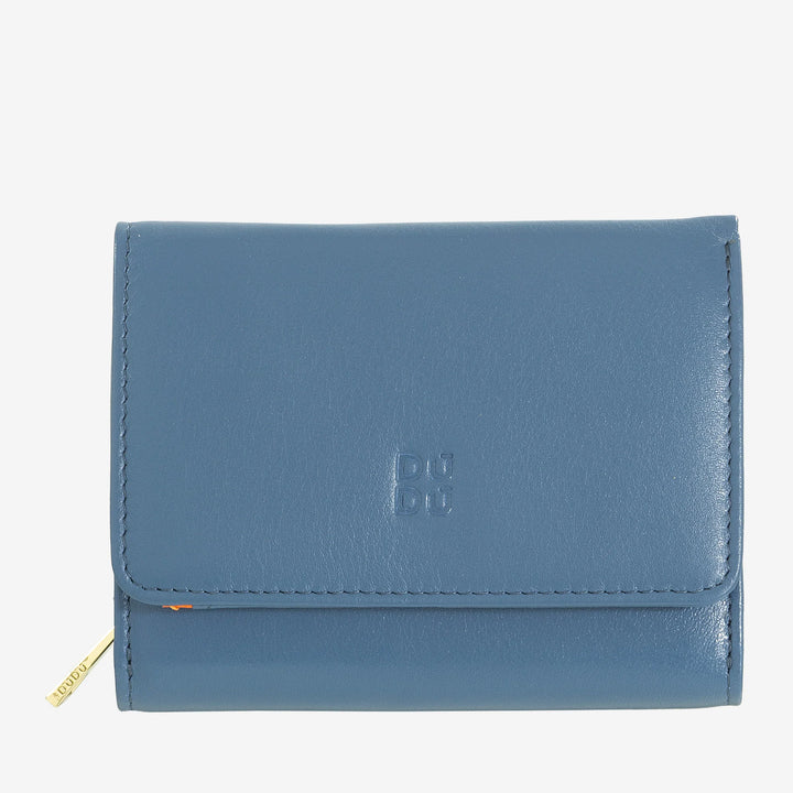 DUDU Portofel de dama mic RFID din piele multicolora colorata